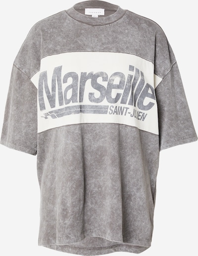TOPSHOP Υπερμέγεθες μπλουζάκι 'Marseille' σε γραφίτης / πέτρα / λευκό, Άποψη προϊόντος