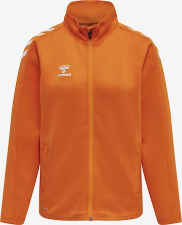 Hummel Athletic Zip-Up Hoodie in Orange: front