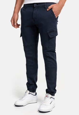 INDICODE JEANS Tapered Cargo trousers 'August' in Blue