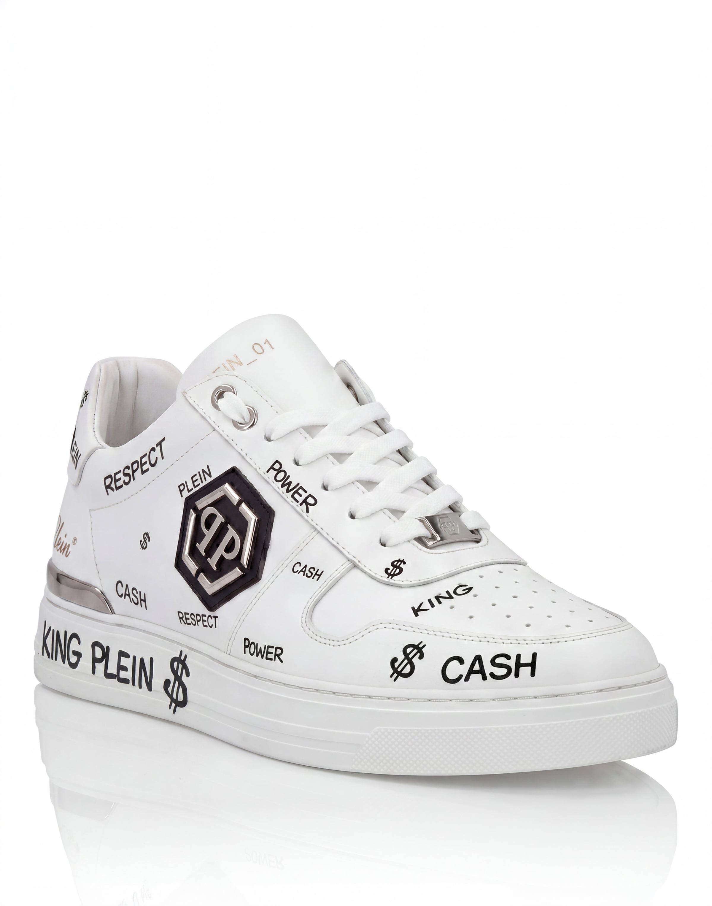 Philipp Plein Sneakers laag 'T-Rex 01' in 35 in de kleur Zwart / Wit, Productweergave