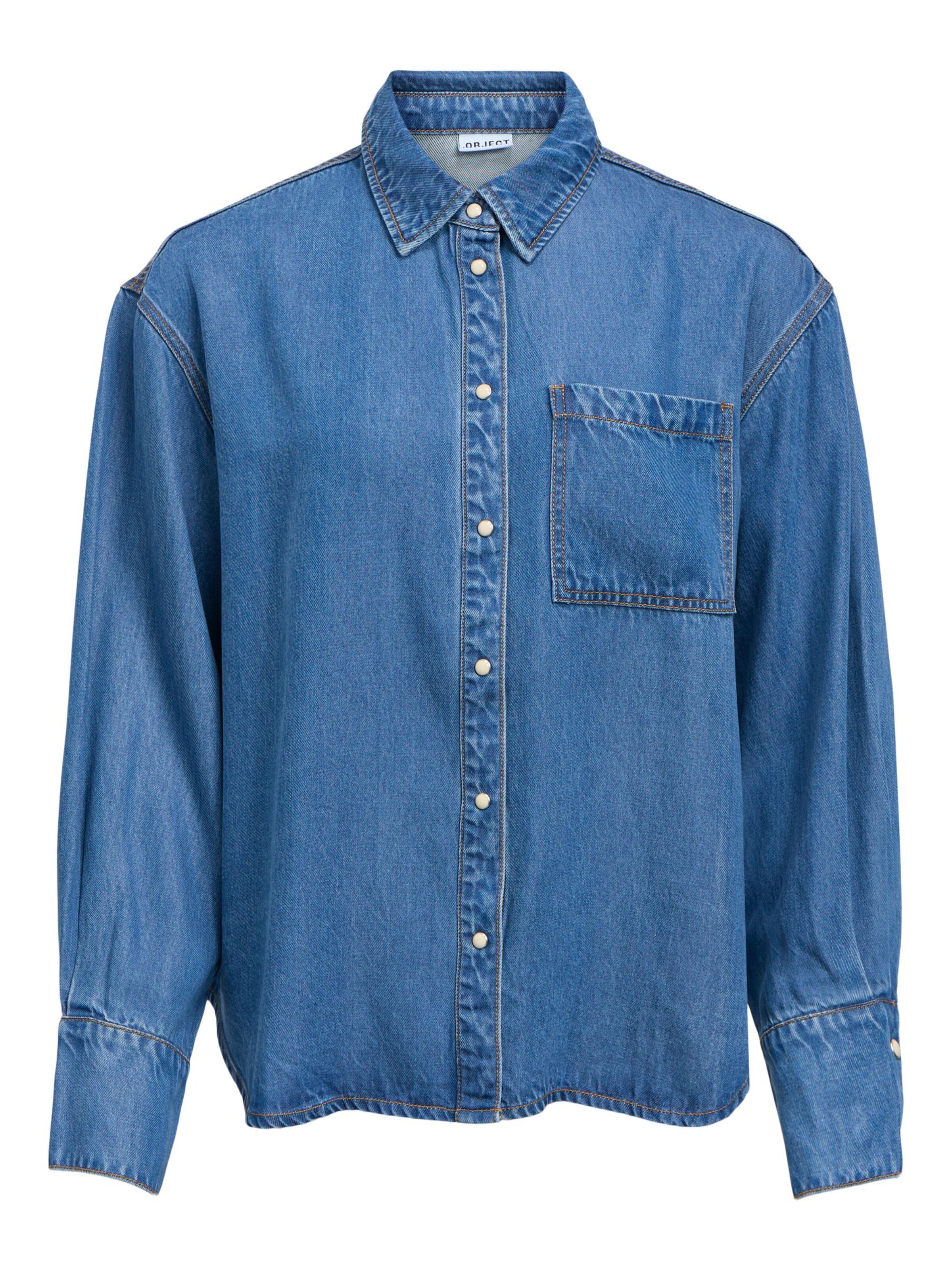 OBJECT Chemisier 'OBJFrame' en S en bleu denim, Vue avec produit