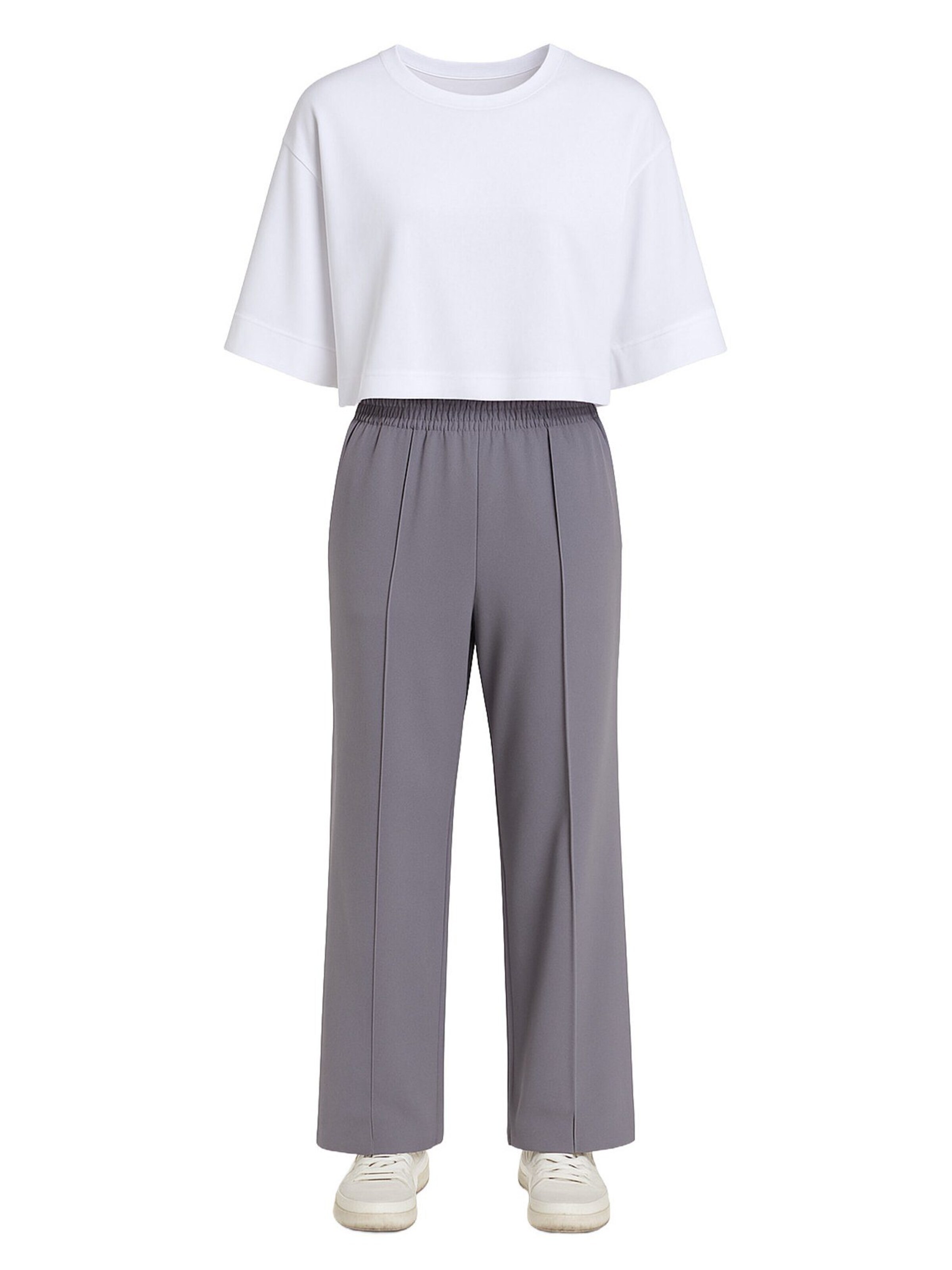 Touche Prive Pleated Pants in Grey: front