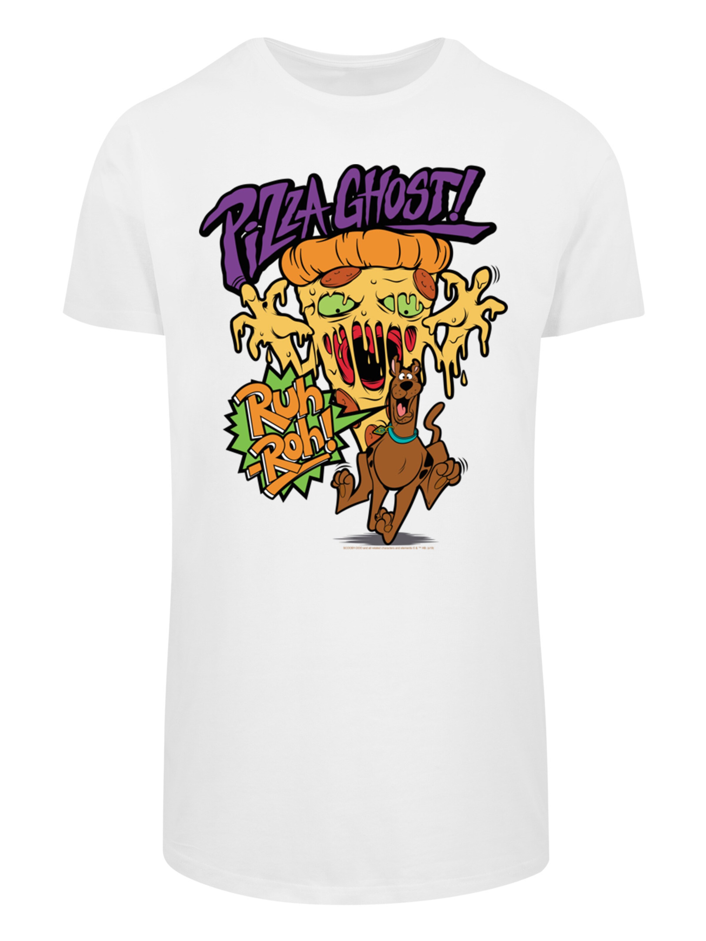 F4NT4STIC T-Shirt 'Pizza Ghost Geist' in Weiß: Vorderseite
