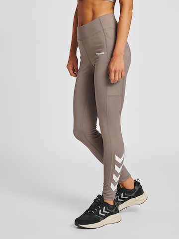 Hummel Skinny Workout Pants 'Chipo' in Brown: front