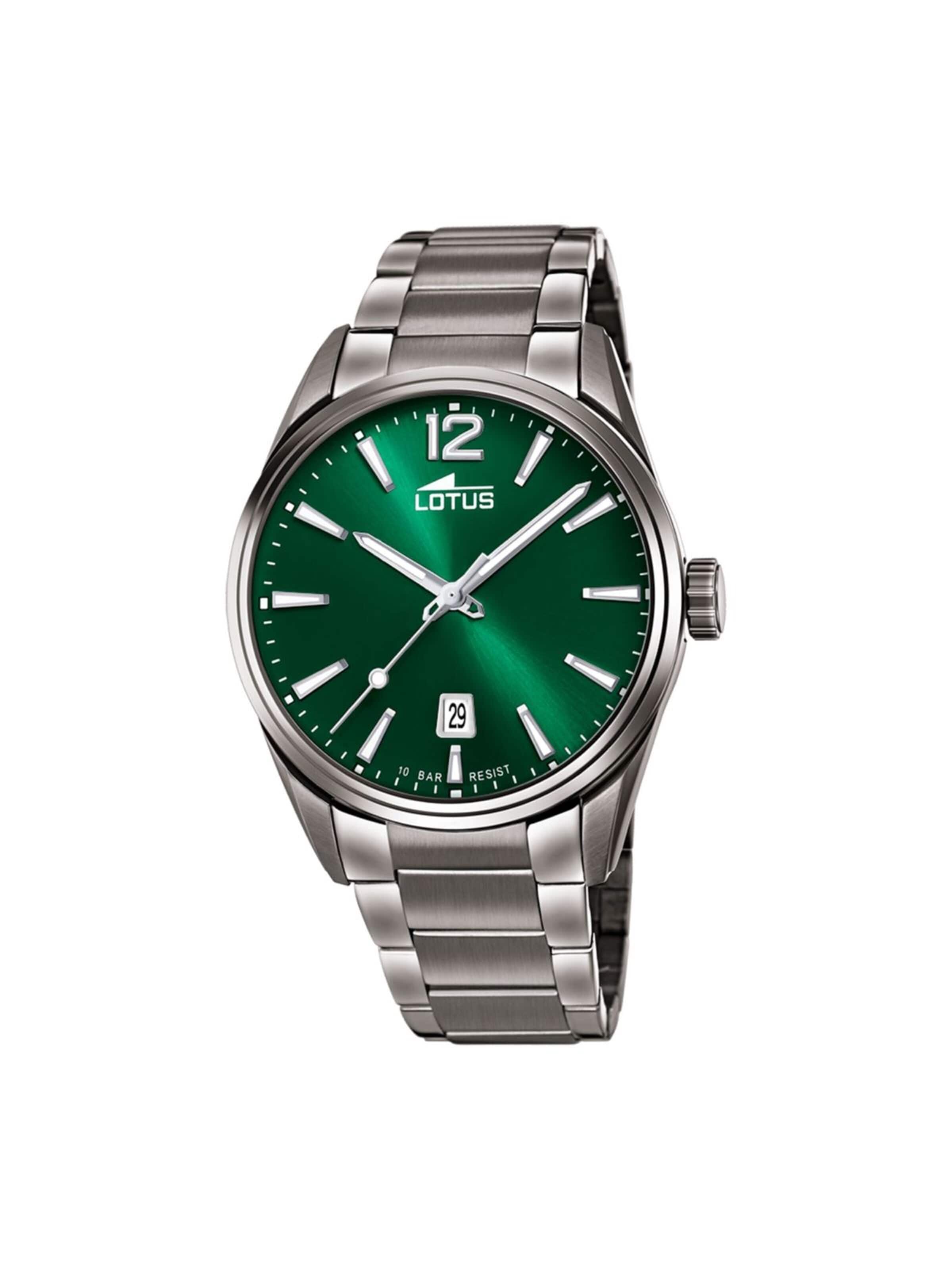 Montre à affichage analogique Lotus en vert : devant