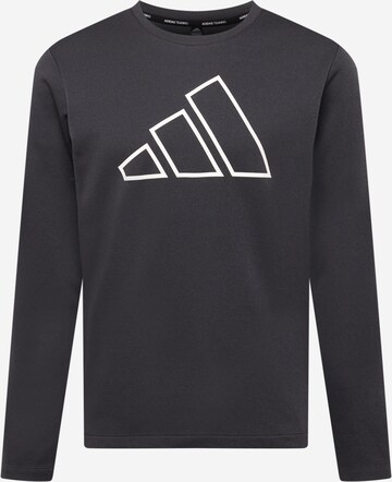 ADIDAS PERFORMANCE Athletic Sweatshirt 'Train Icons 3 Bar Logo ' in Black: front