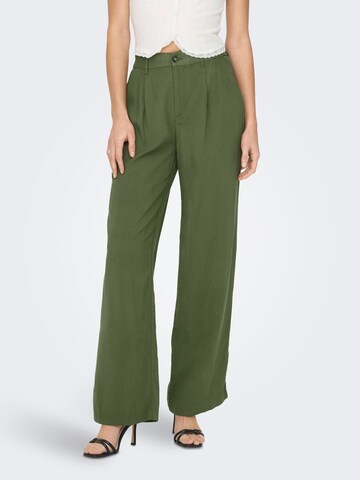 ONLY Wide leg Pleat-Front Pants 'ARIS' in Green: front