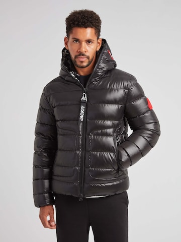 JACK1T Jacke ' R4D Tramline Puffer Racer Matt ' in Schwarz: Vorderseite
