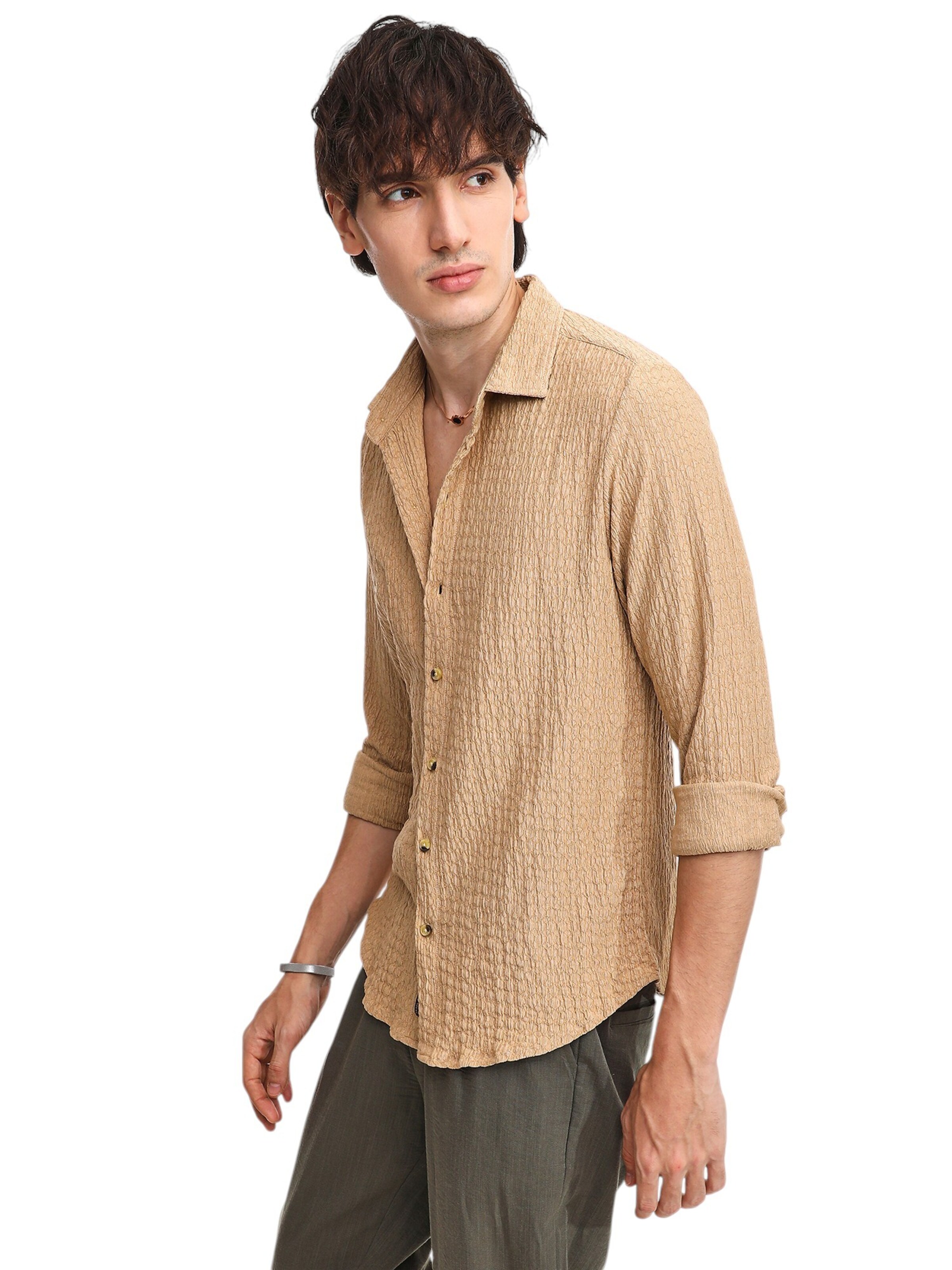 Campus Sutra Regular fit Overhemd 'Rylie' in Beige