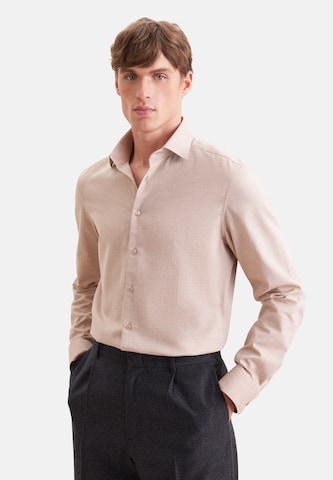 SEIDENSTICKER Slim fit Business shirt in Beige: front