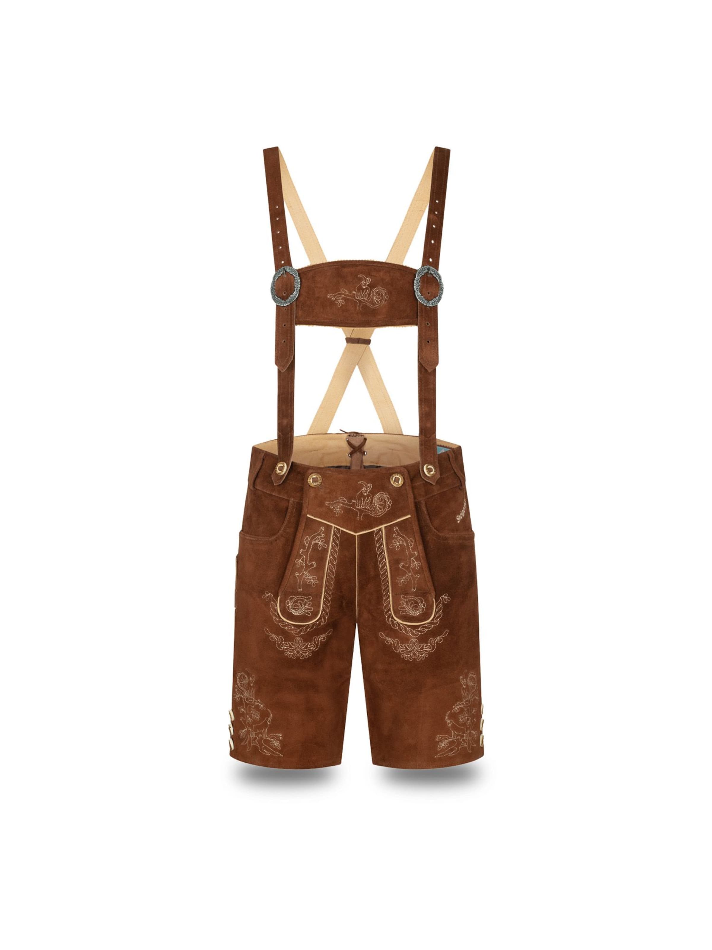 Steigenhöfer Regular Traditional Pants 'Steigenhöfer LUDWIG Lederhose' in Brown: front