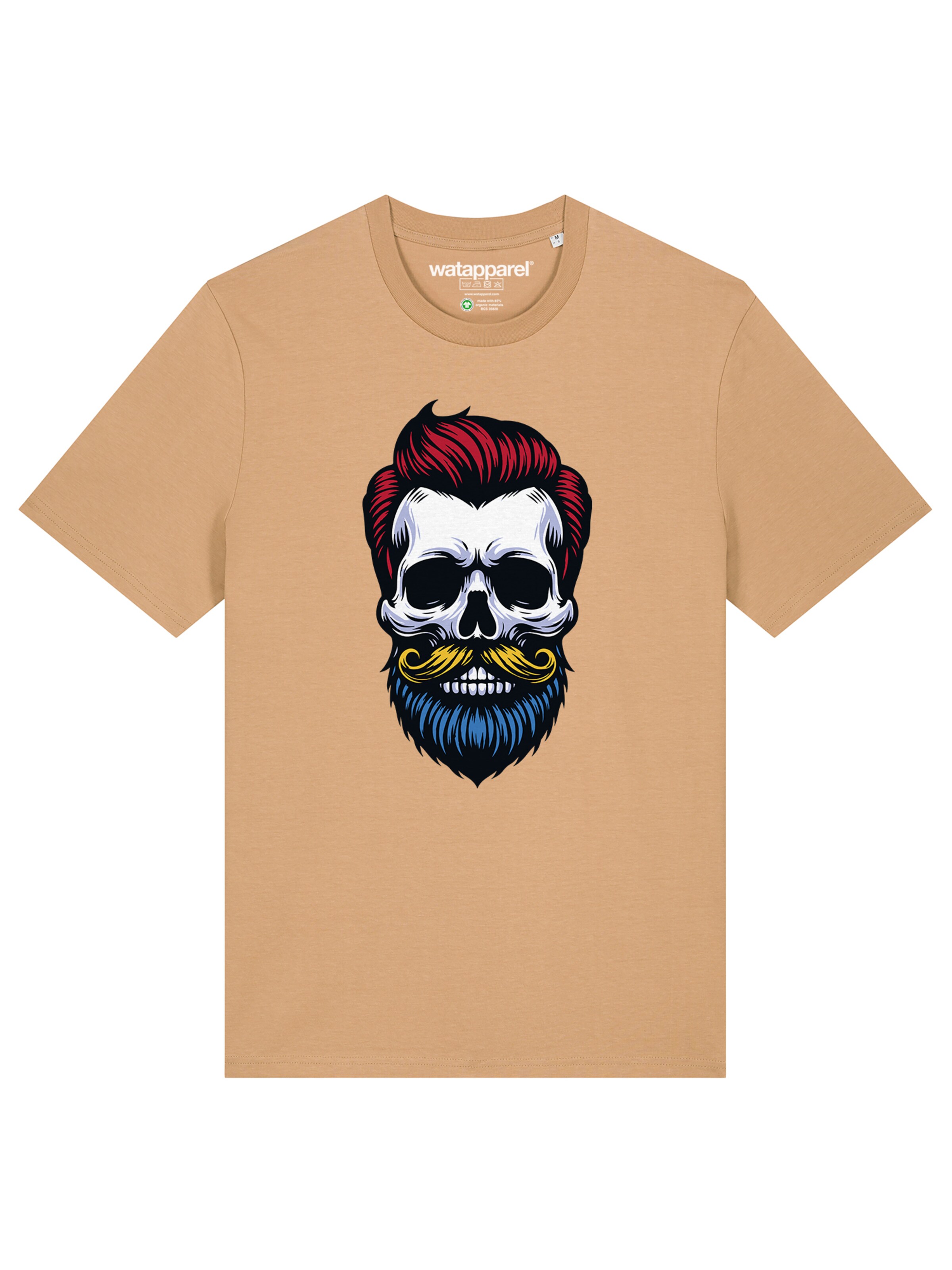 T-Shirt 'Hipster Skull' Watapparel en beige : devant