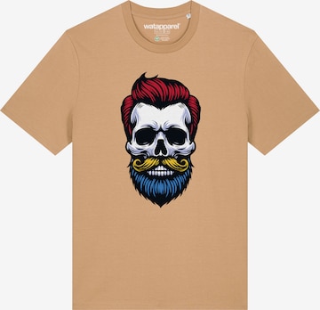 Watapparel Shirt 'Hipster Skull' in Beige: front