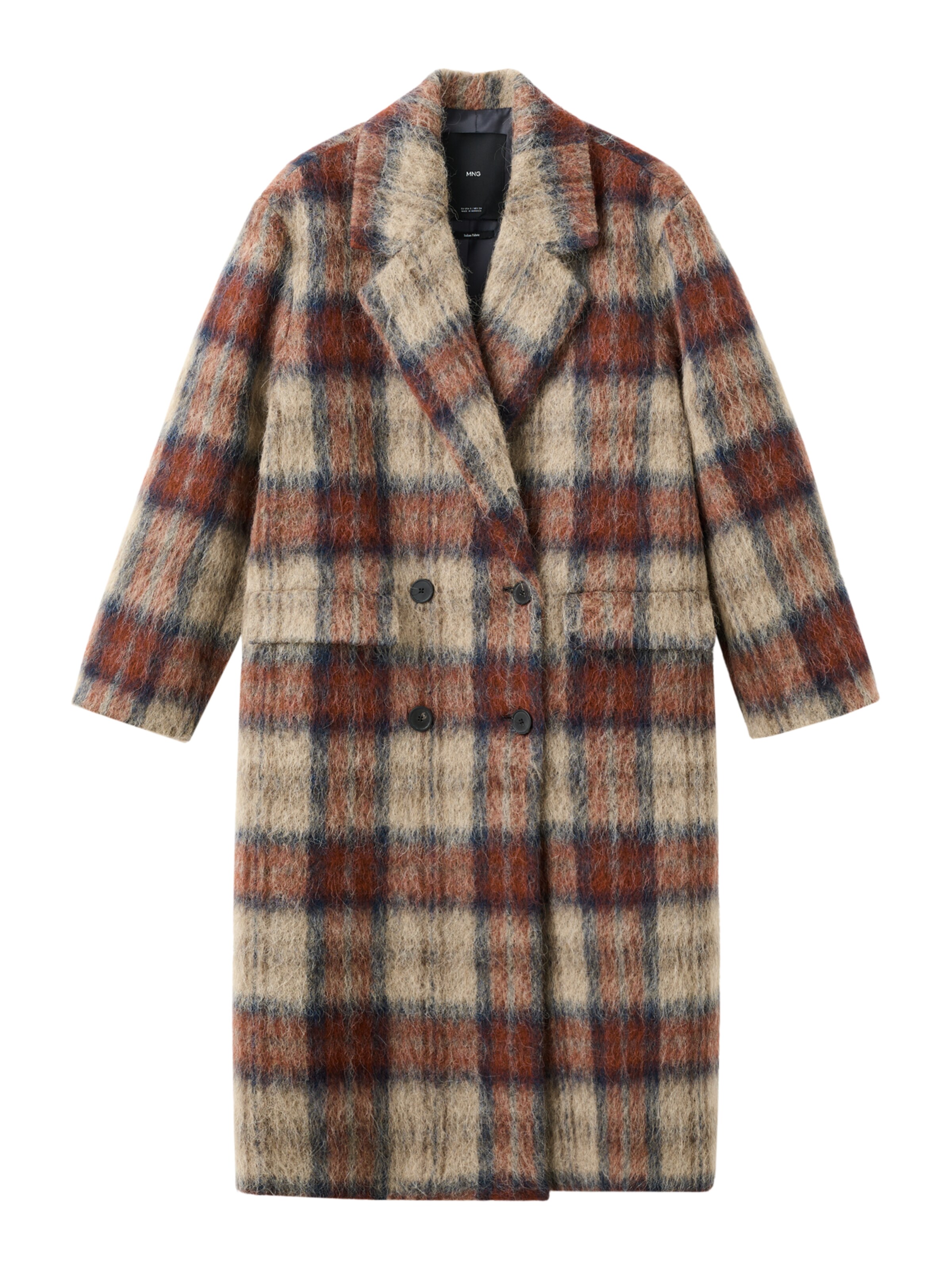 MANGO Mantel 'Alp' in beige / navy / cognac, Produktansicht