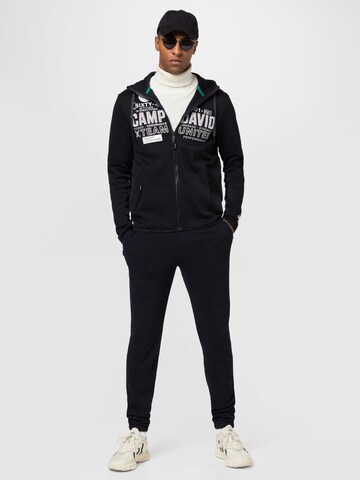 CAMP DAVID Zip-Up Hoodie in Black