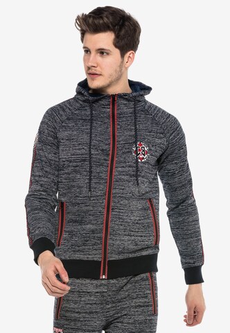 CIPO & BAXX Zip-Up Hoodie in Grey: front