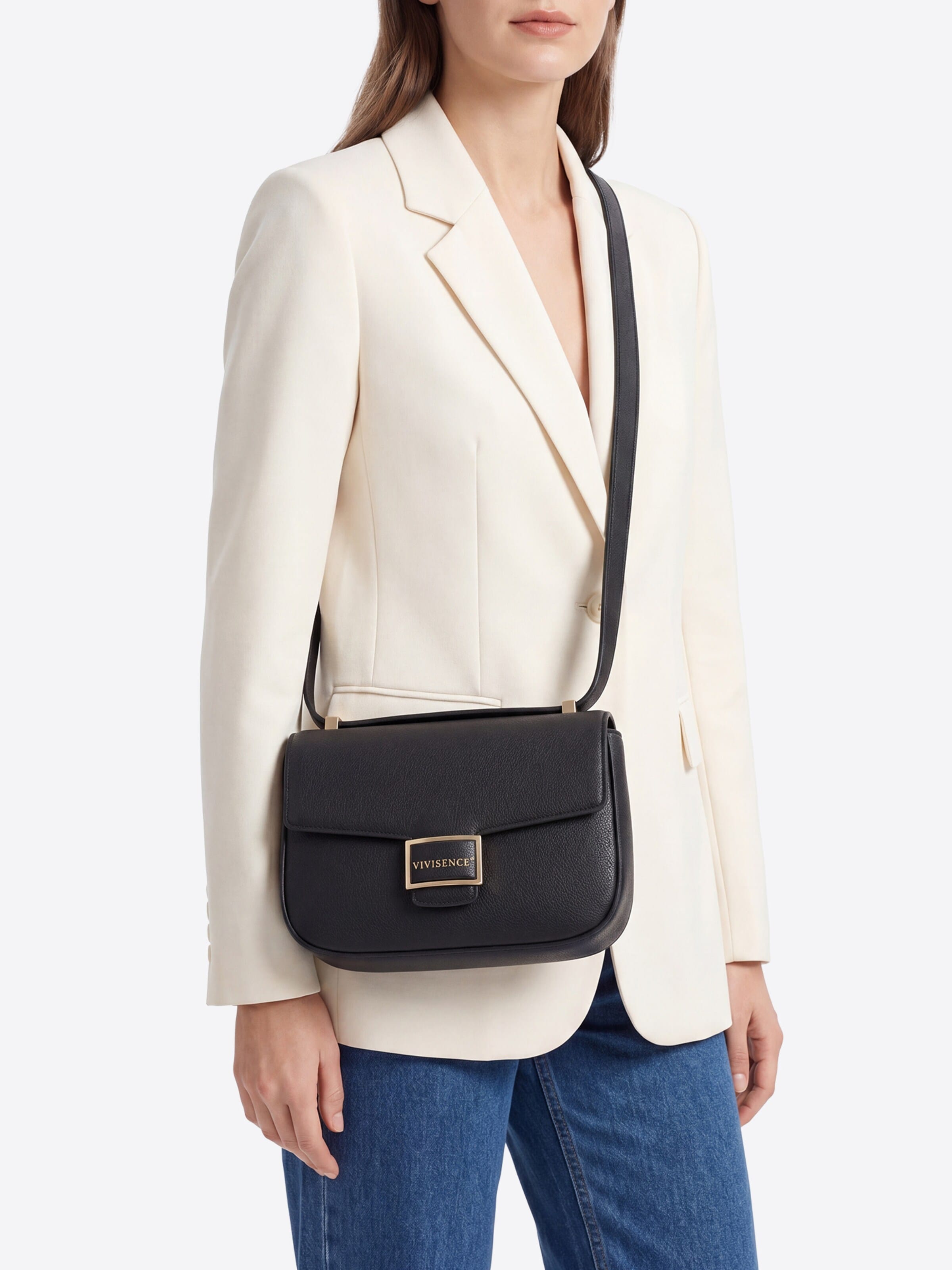 Vivisence Schultertasche 'T0026'‌‌‌‌‌‌ in Schwarz: Vorderseite