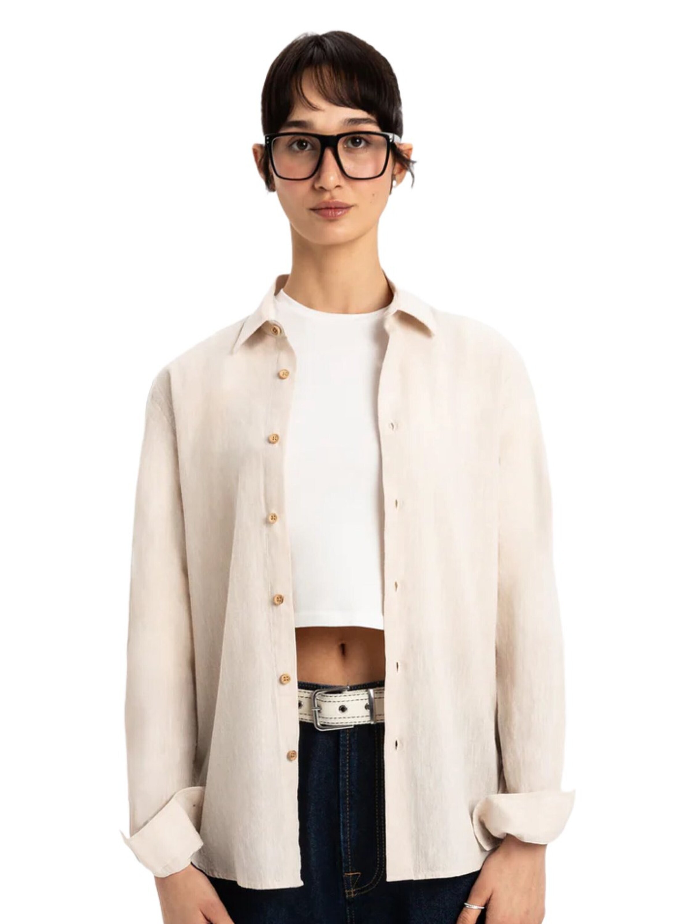 UNIQVIBE Regular fit Blouse in Beige