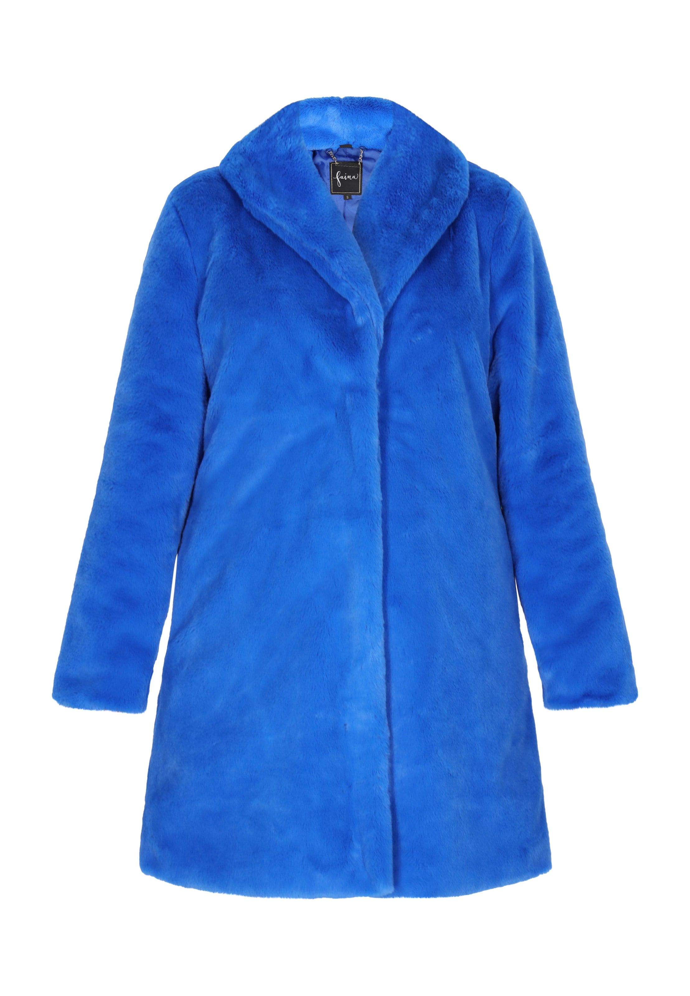 Cappotto di mezza stagione di faina in blu: frontale