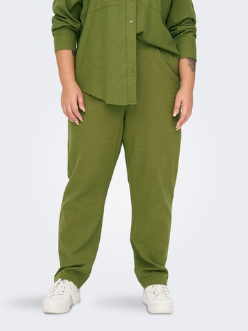 ONLY Carmakoma Regular Pleat-Front Pants in Green: front