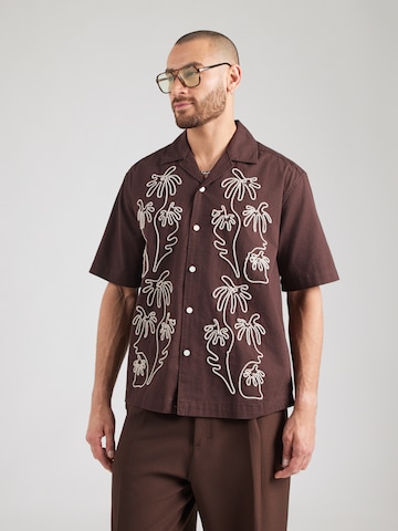 Only & Sons Comfort fit Button Up Shirt 'ONSMARVIN' in Brown: front