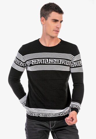 Pull-over CIPO & BAXX en noir : devant