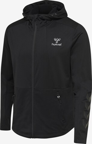 Hummel Athletic Zip-Up Hoodie in Black: front