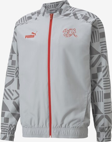 Vestes d’entraînement 'Schweiz Fußball Prematch 2022' PUMA en gris : devant