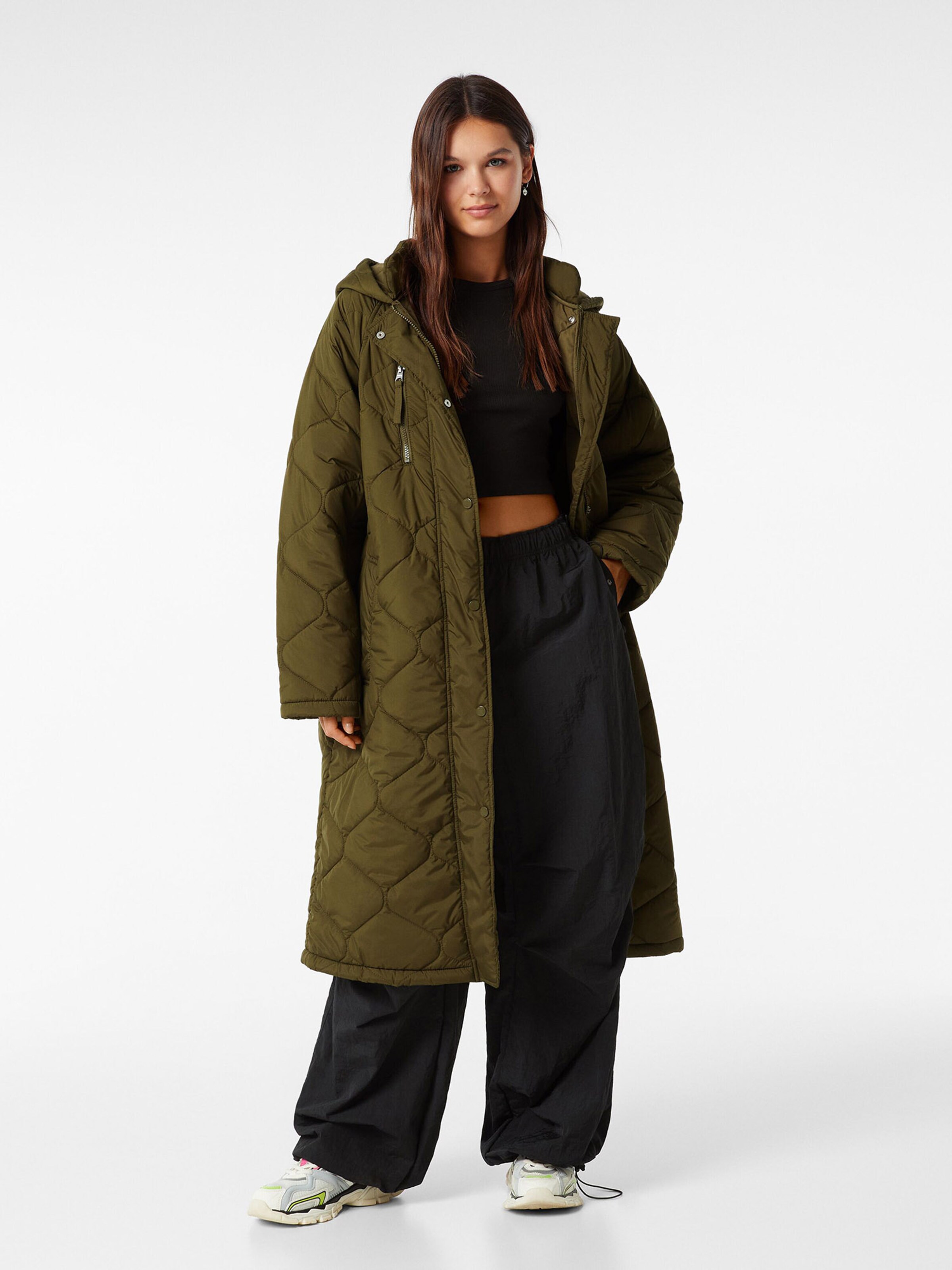 Bershka green coat hotsell
