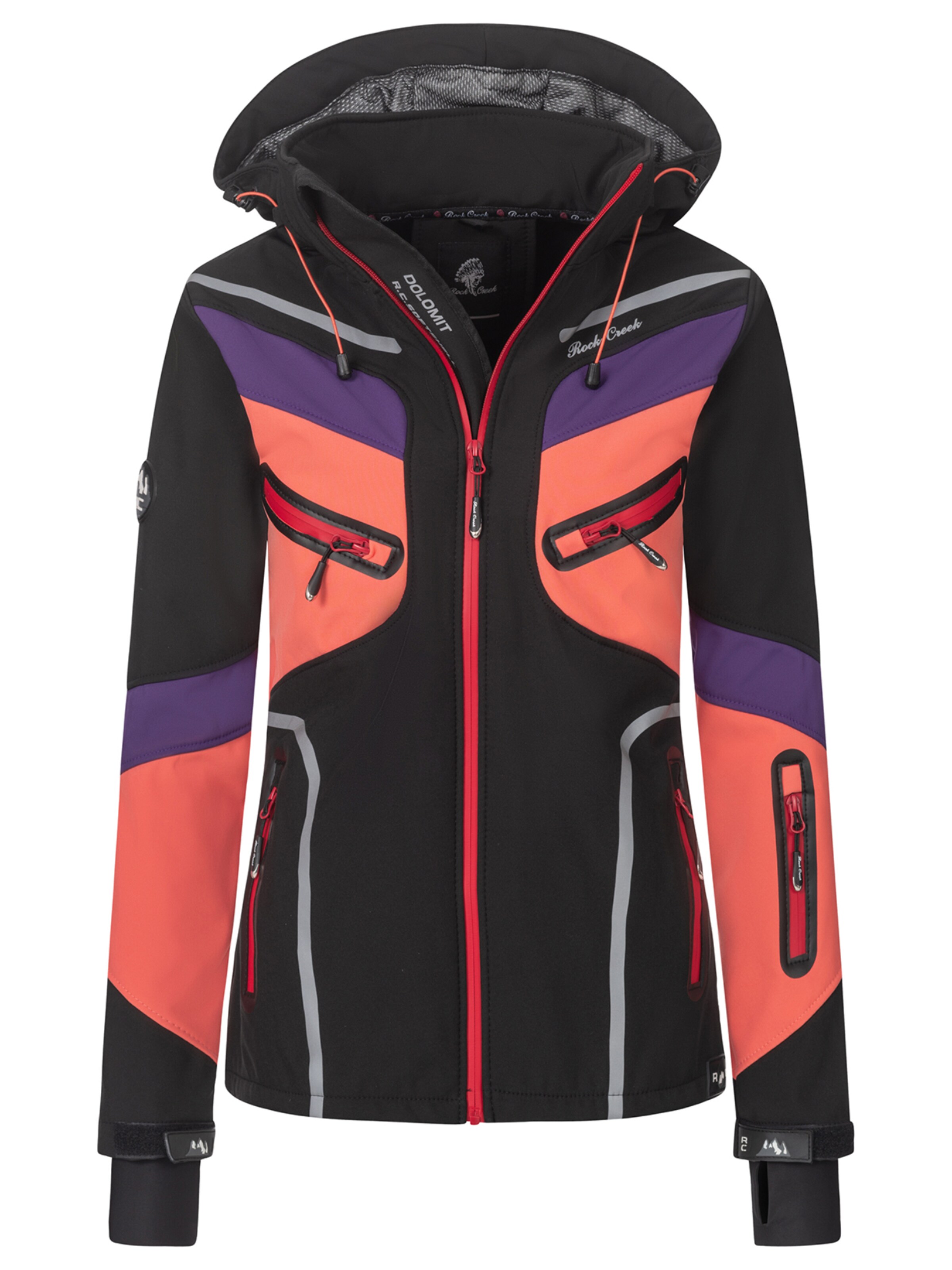 Rock Creek Outdoorjacke in Schwarz: Vorderseite