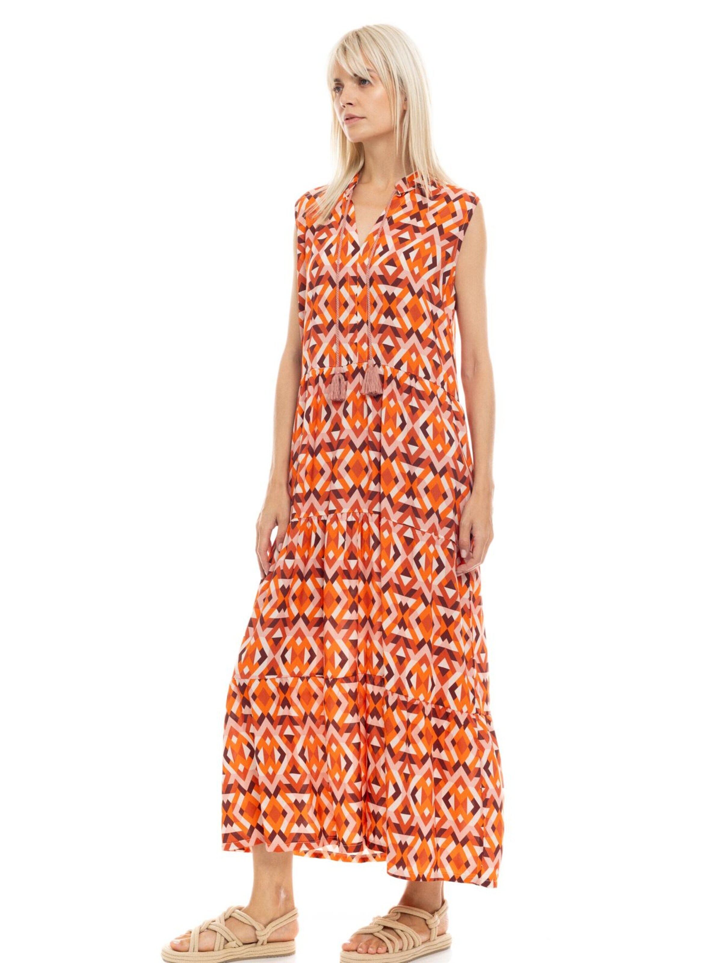 Pink Label Zomerjurk 'BEACHWEAR LONG AZTEC' in Oranje