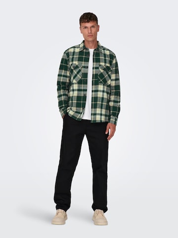 Only & Sons Regular fit Button Up Shirt 'Milo' in Green