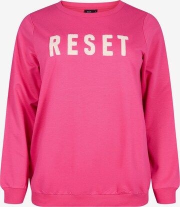 Zizzi Sweatshirt in Roze: voorkant