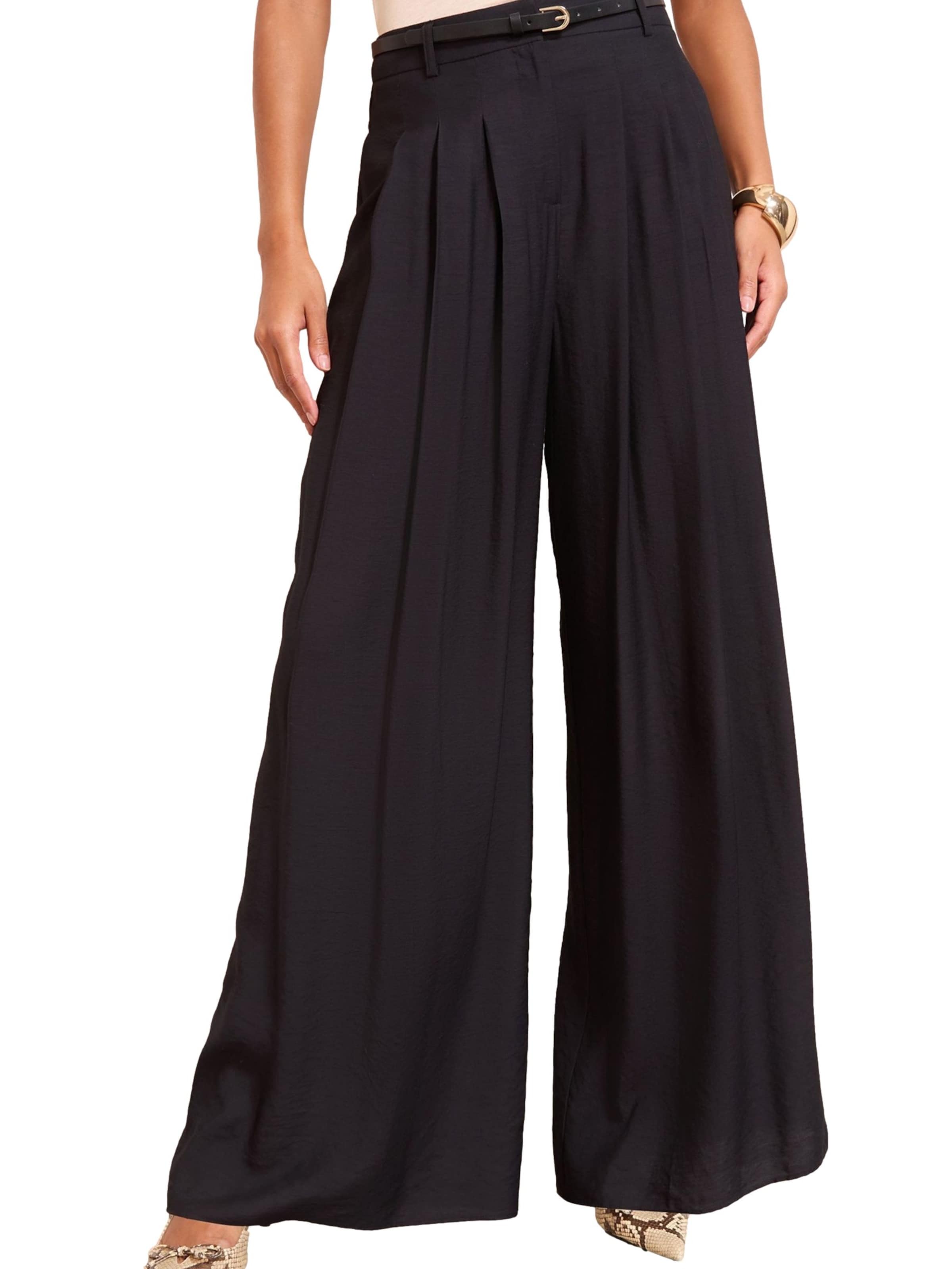 Friends Like These Široký strih Plisované nohavice - Čierna: predná strana