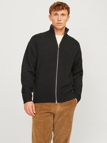 JACK & JONES Knit cardigan in Black: front