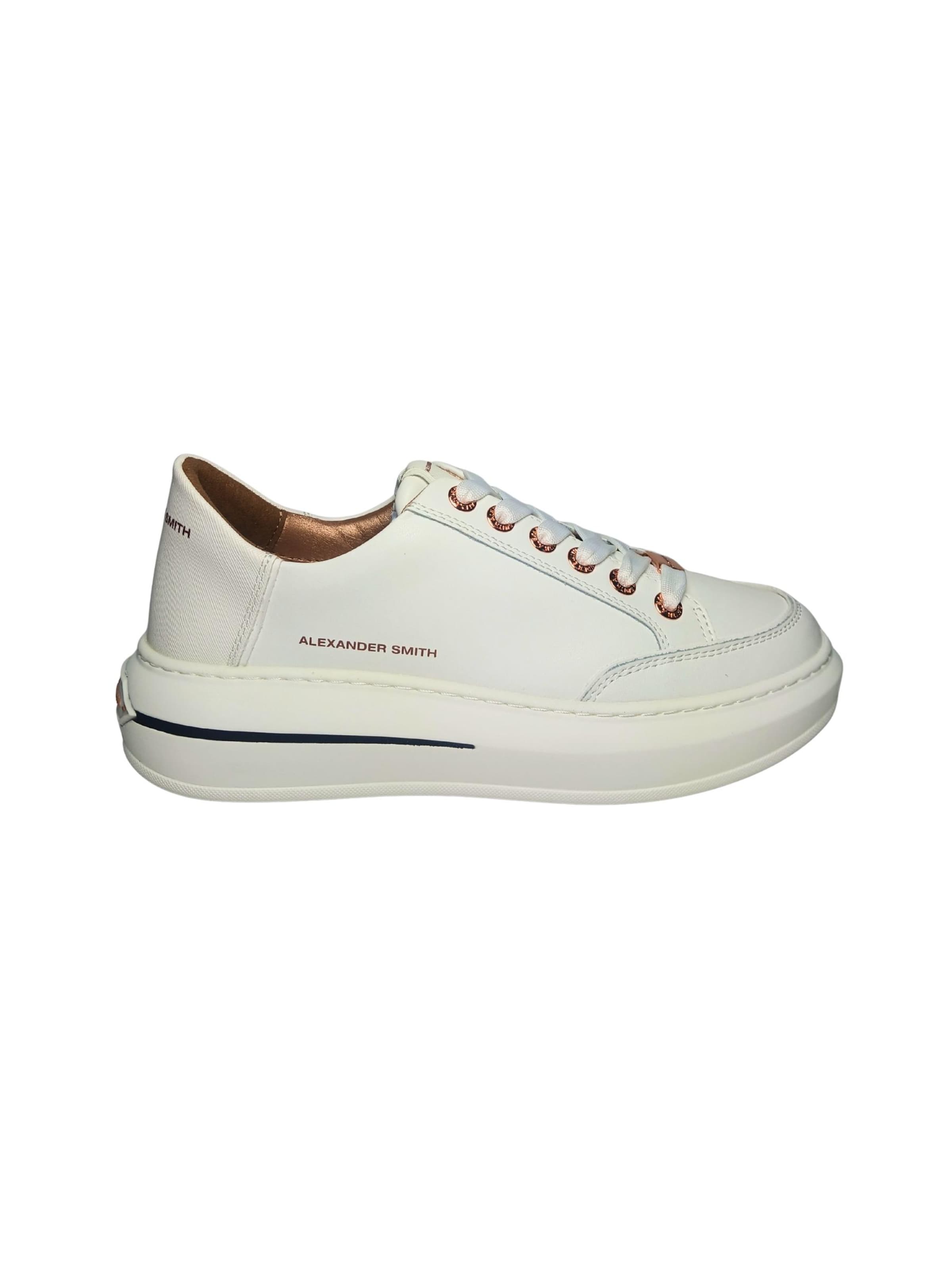 Sneaker bassa di Alexander Smith in bianco: frontale