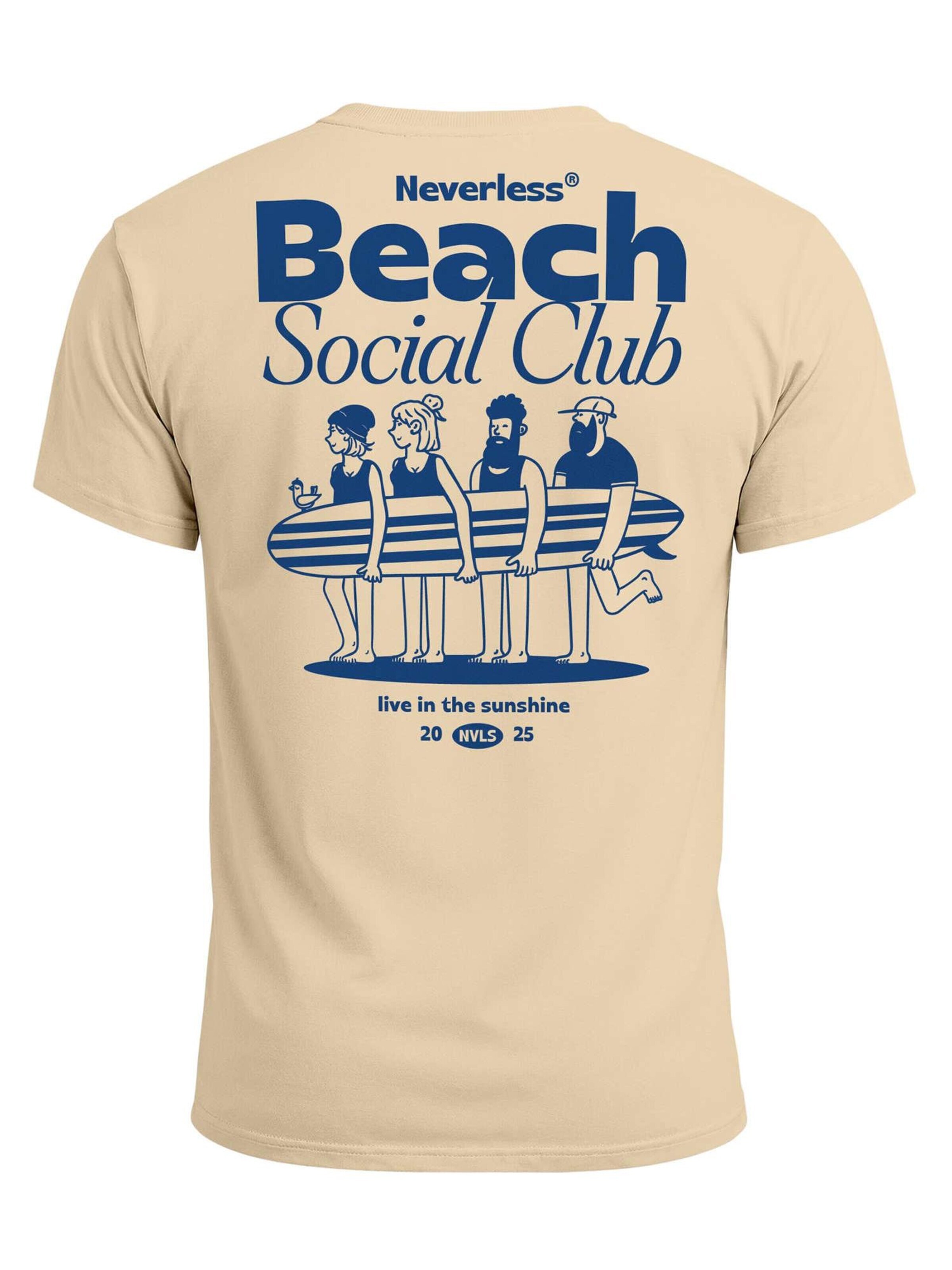 Neverless Shirt 'Beach Social Club'‌‌‌‌‌‌‌‌‌ in Beige: Vorderseite