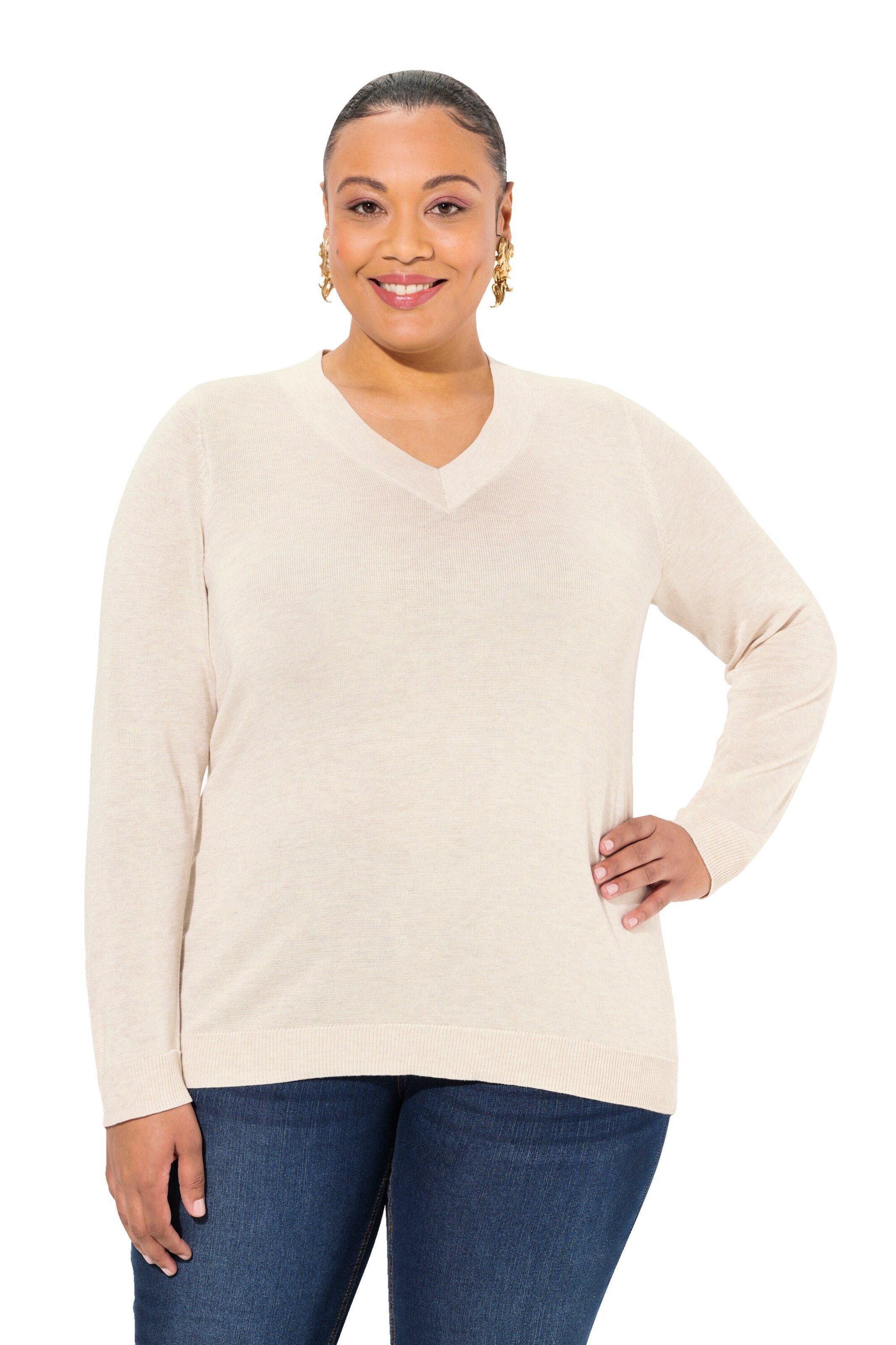 Ulla Popken Sweater in Beige: front