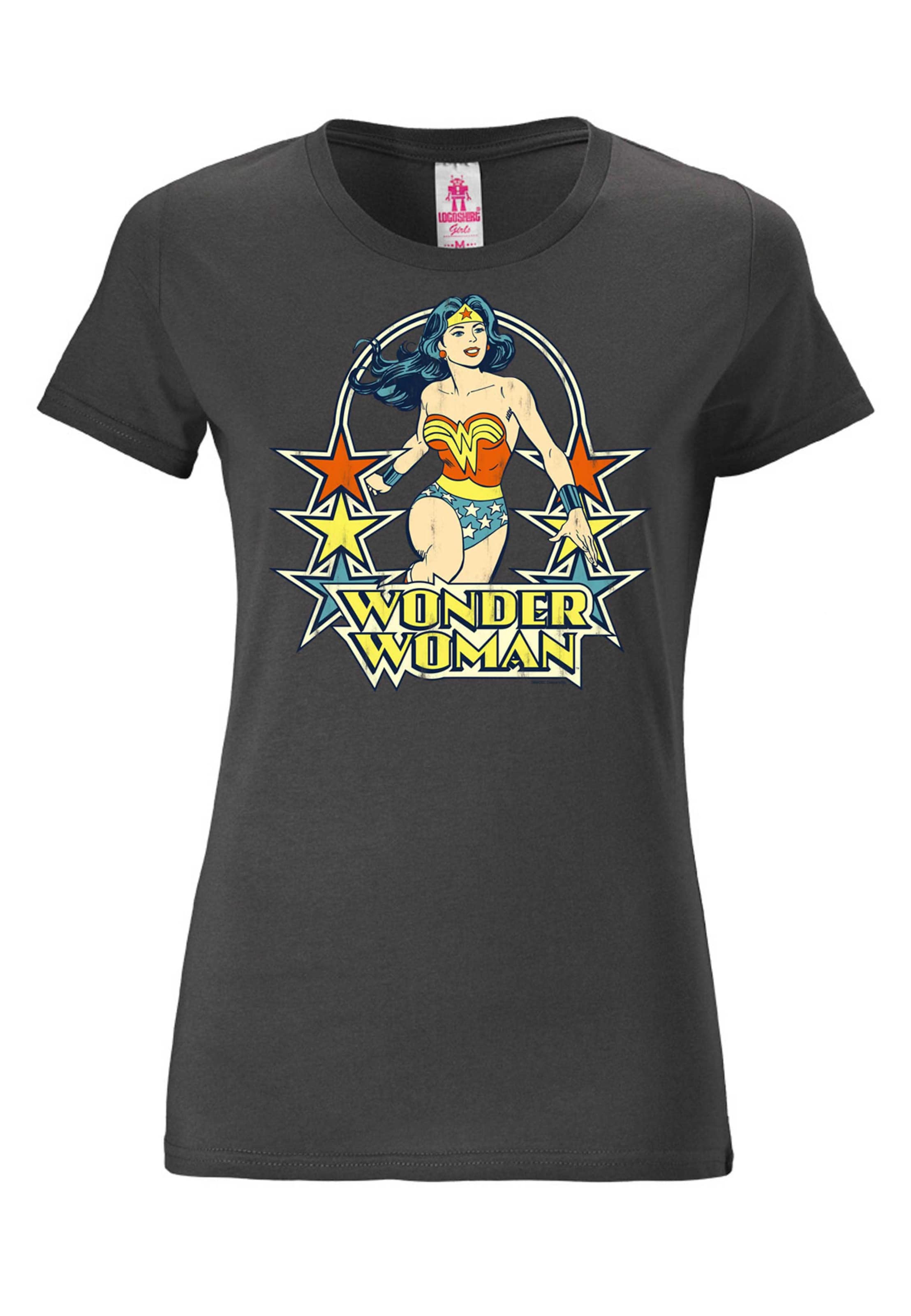 LOGOSHIRT Shirt 'Wonder Woman' in Grey: front
