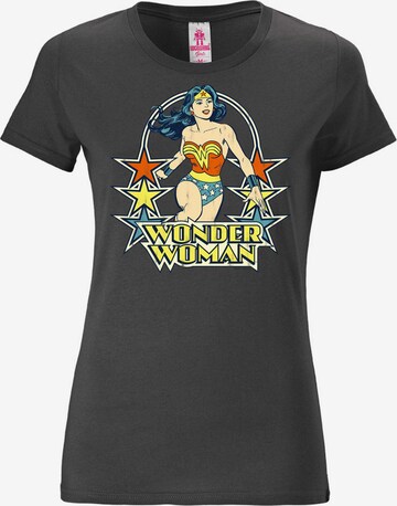 LOGOSHIRT Shirt 'Wonder Woman' in Grey: front