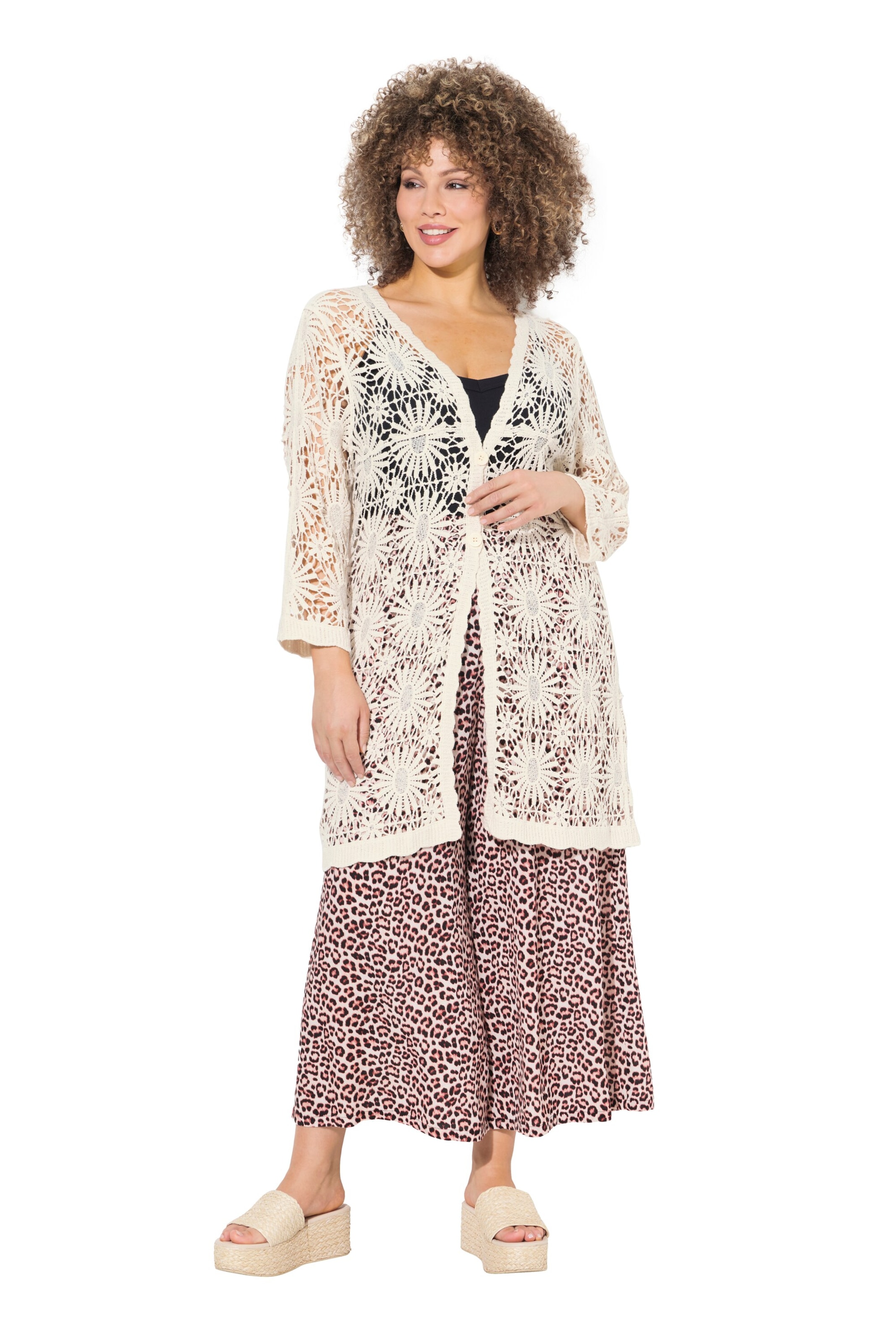 Ulla Popken Вязаная кофта в Бежевый: спереди