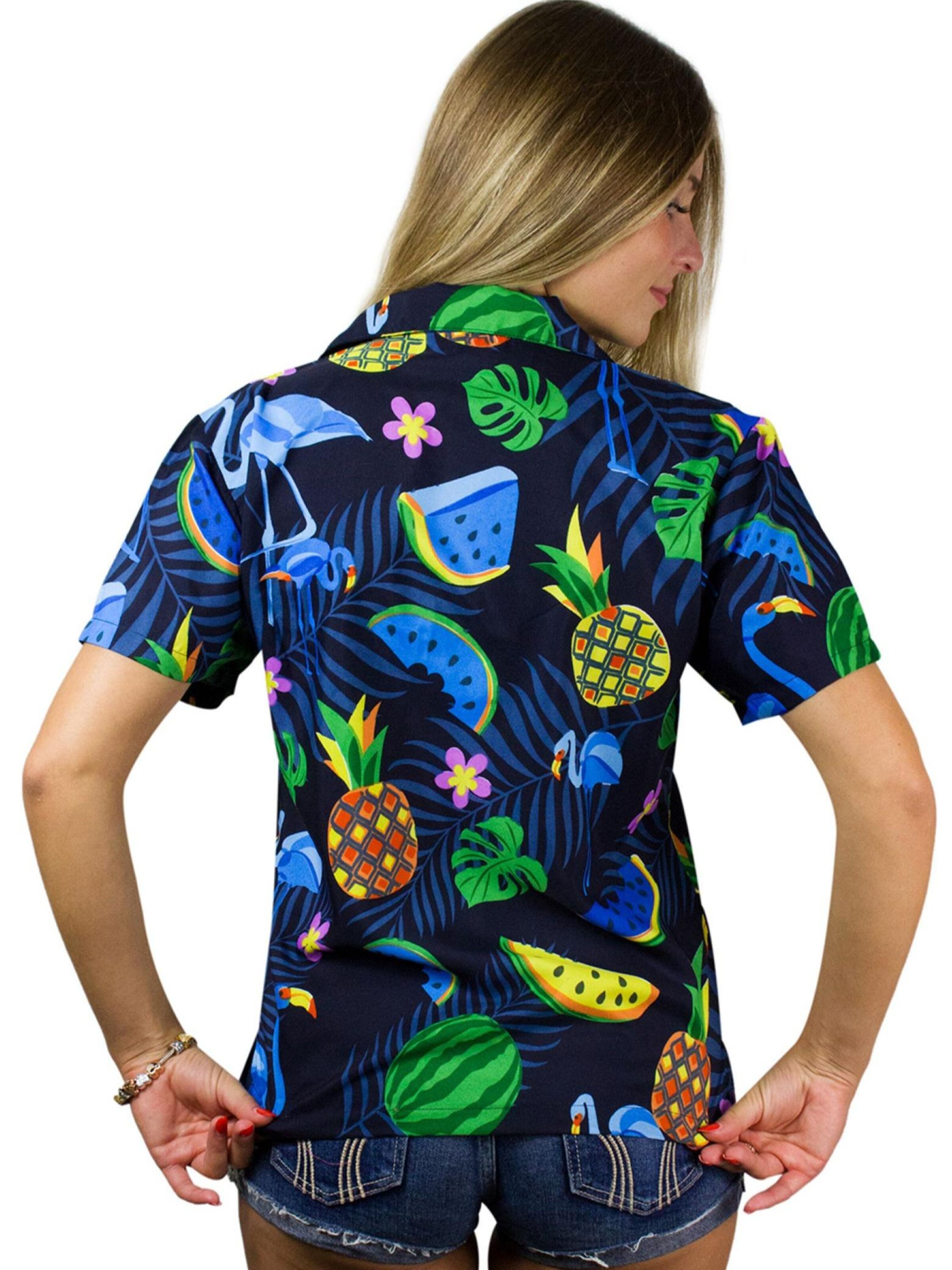 King Kameha Bluse 'Flamingo Melone'‌ in Blau