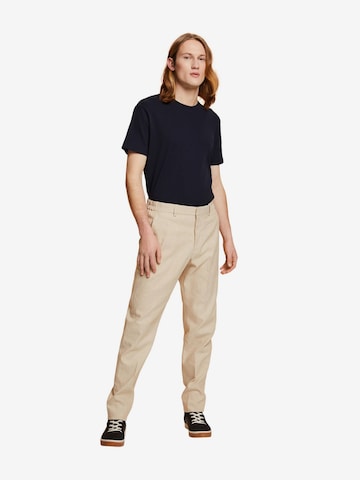 Coupe slim Pantalon à plis ESPRIT en beige