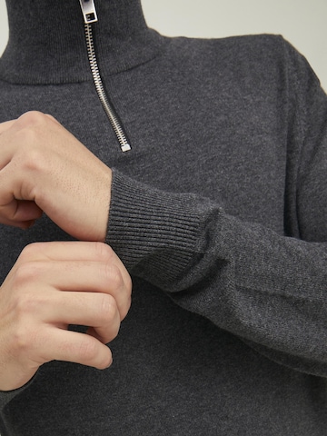 JACK & JONES Trui 'JJEEMIL KNIT HALF ZIP' in Grijs