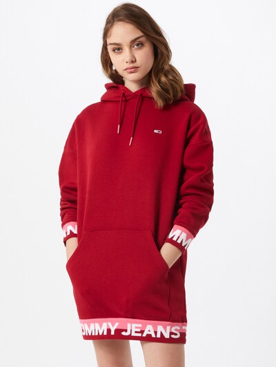 Tommy Jeans Kleid in rosa / rot / weiß, Modelansicht