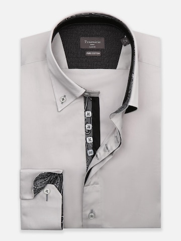 Slim fit Camicia 'Roma Iconic Satin Man Shirt Grey' di 7Camicie in grigio: frontale