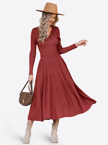 Imily Bela Pletena obleka | rdeča barva