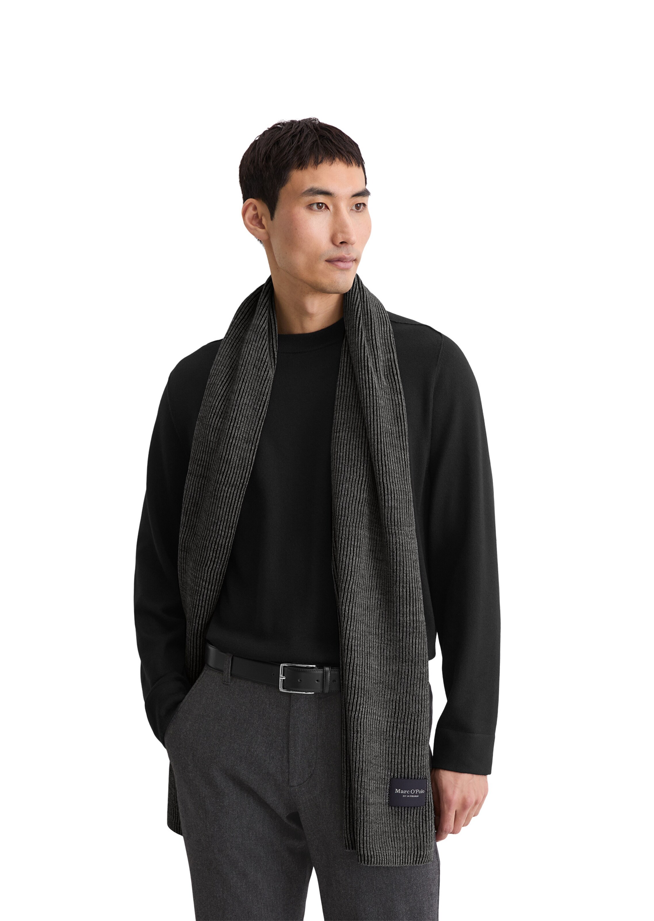 Marc O'Polo Schal ' aus  Bio-Baumwoll-Schafwoll-Mix ' in Grau: Vorderseite