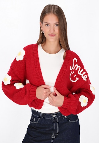 MYMO Knit cardigan in Red: front