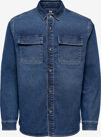 Only & Sons Regular fit Button Up Shirt 'CAMON' in Blue: front